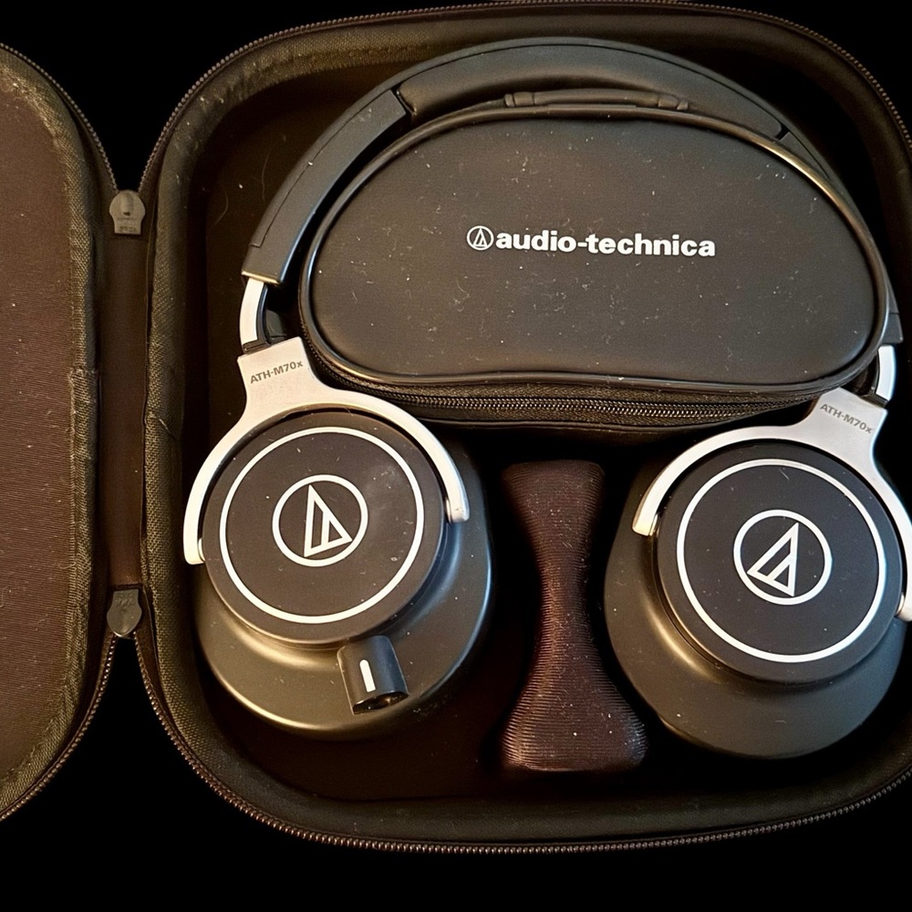 Audio Technica Black and Silver Headphones